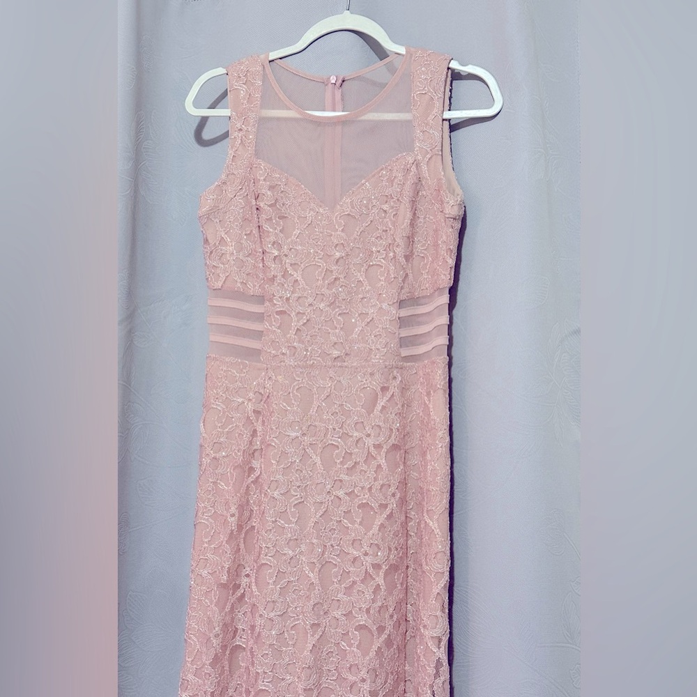 NWOT beautiful pink prom dress with gold glitter